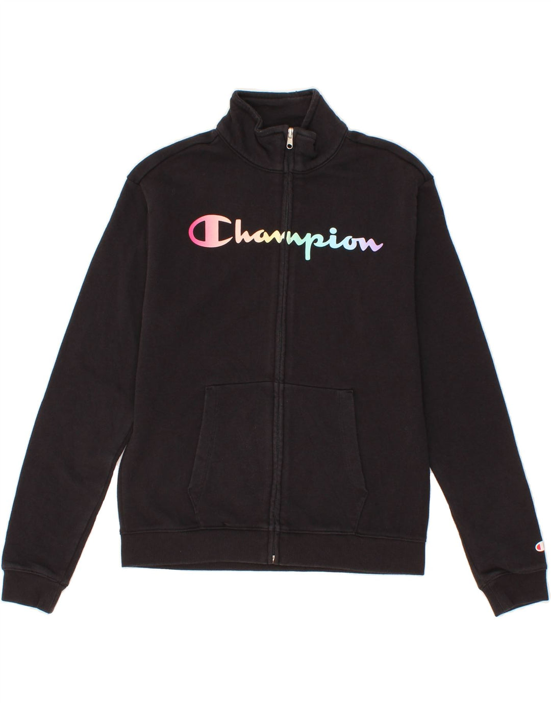 CHAMPION Boys Graphic Tracksuit Top Jacket 13-14 Years XL Black Vintage Champion and Second-Hand Champion from Messina Hembry 