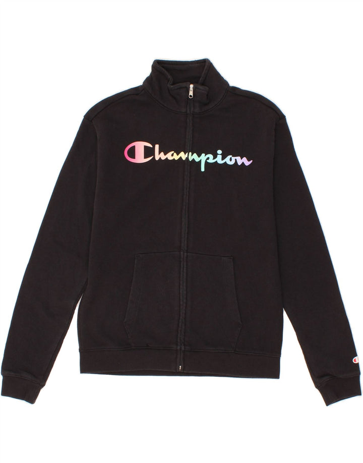CHAMPION Boys Graphic Tracksuit Top Jacket 13-14 Years XL Black Vintage Champion and Second-Hand Champion from Messina Hembry 
