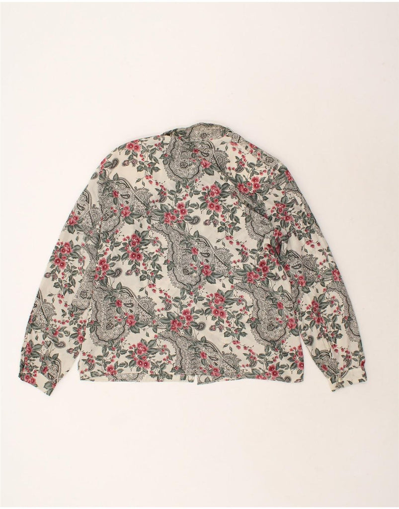 DIANA BENTALLS Womens Shirt EU 50 3XL Grey Floral Polyester | Vintage Diana Bentalls | Thrift | Second-Hand Diana Bentalls | Used Clothing | Messina Hembry 