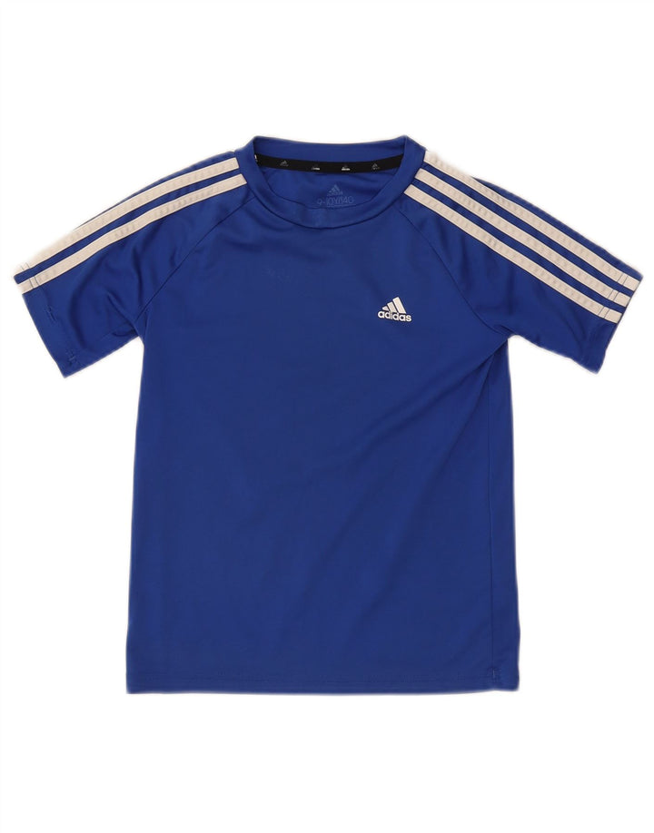 Adidas Boys Aeroready T-Shirt Top 9-10 Years Blue Polyester