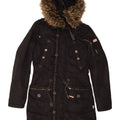 KHUJO Womens Hooded Parka Jacket UK 10 Small Black