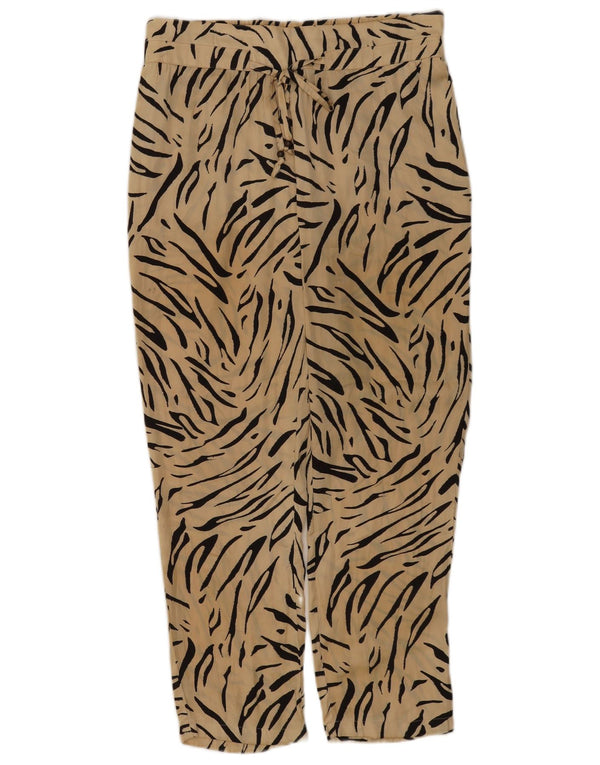 Marks & Spencer Womens Trousers UK 10 Small W30 L26 Beige Animal Print