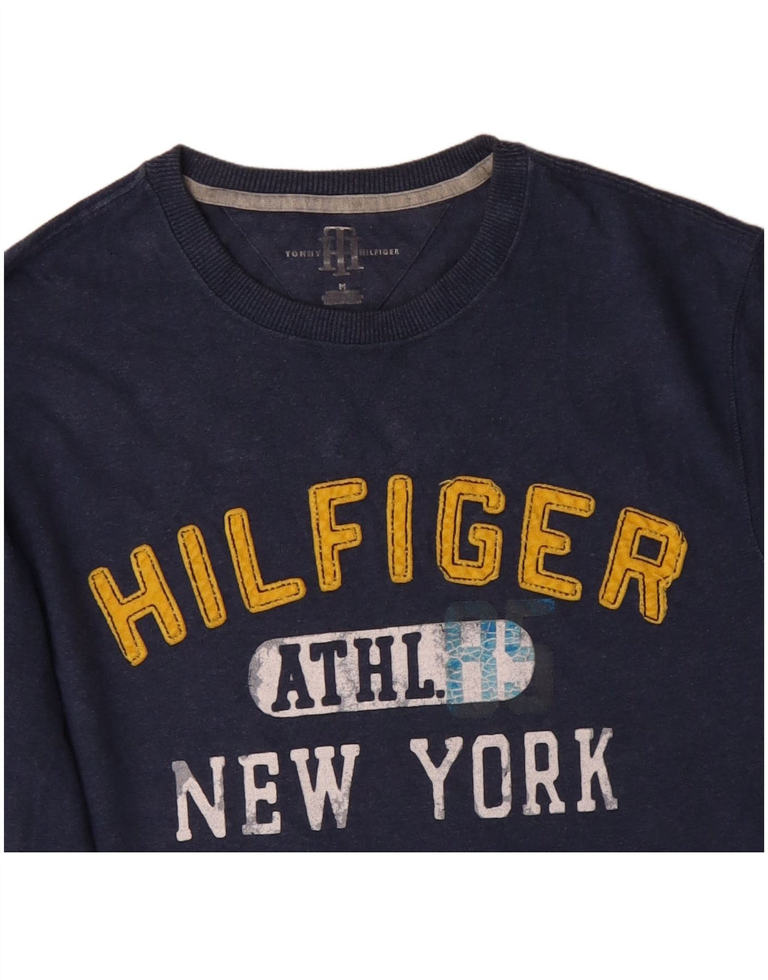 TOMMY HILFIGER Mens New York Graphic Top Long Sleeve Medium Navy Blue