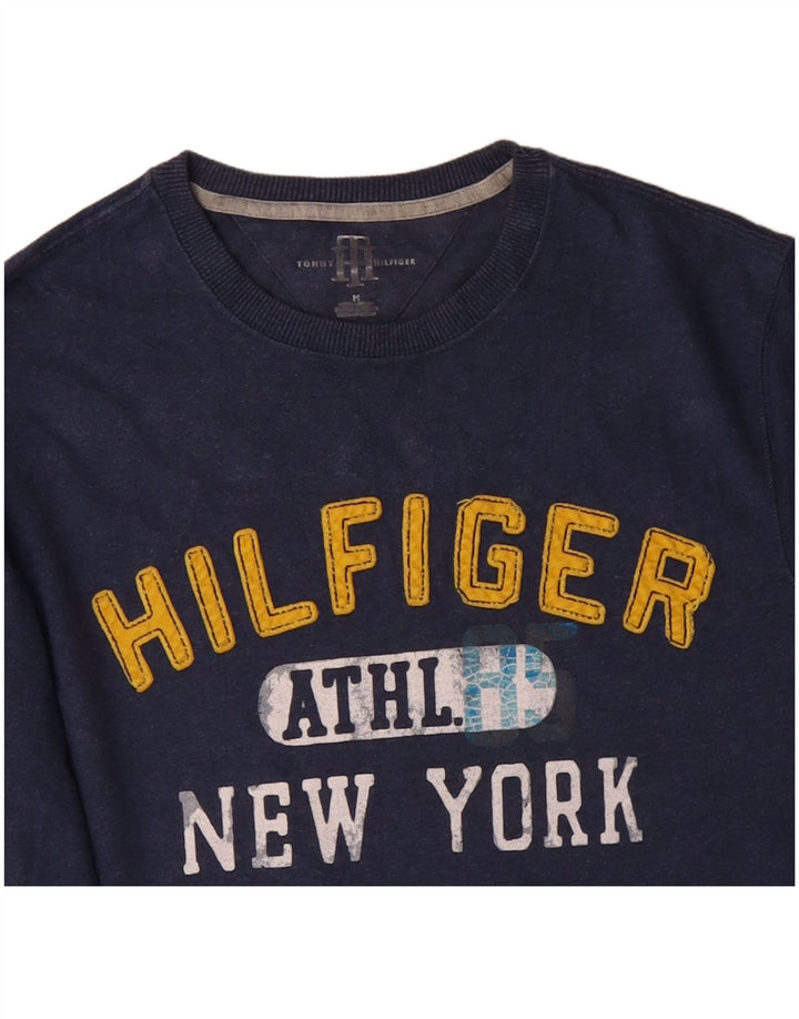 TOMMY HILFIGER Mens New York Graphic Top Long Sleeve Medium Navy Blue
