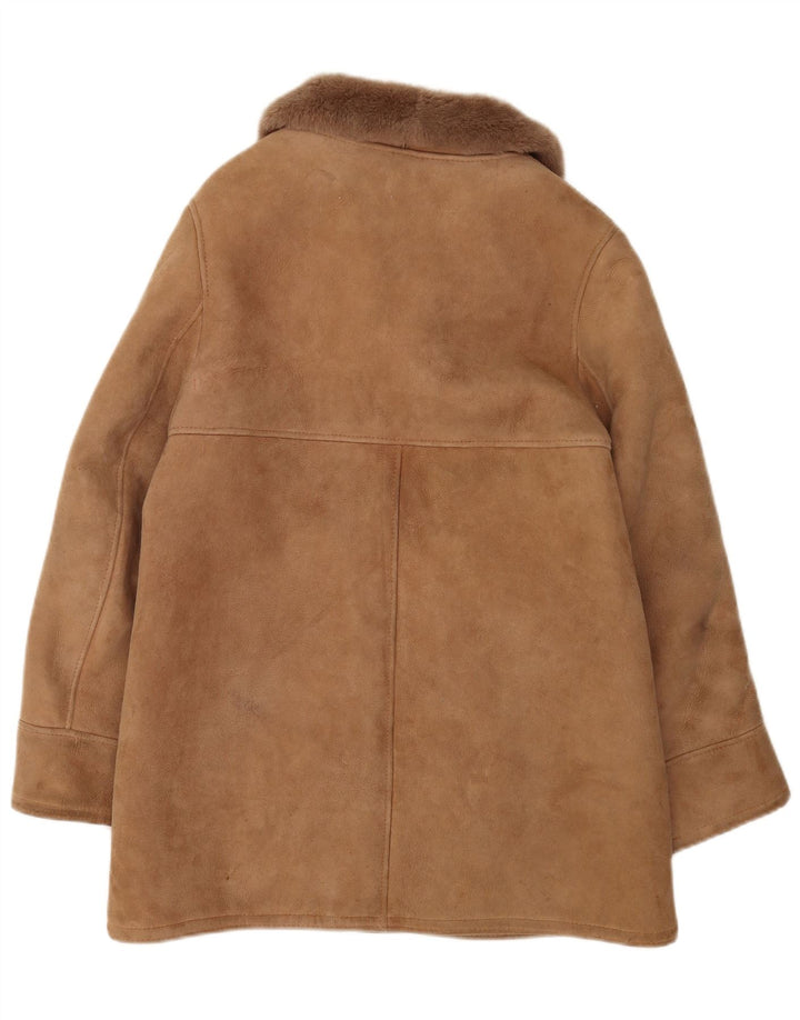 Vintage Womens Shearling Coat UK 16 Large Beige Sheepskin