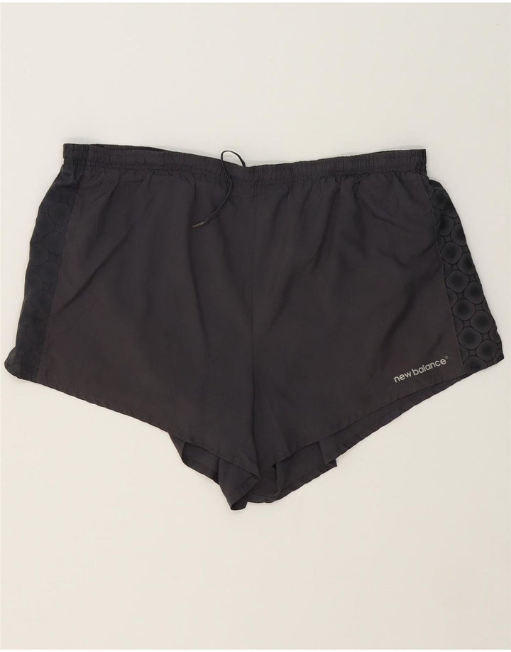 NEW BALANCE Womens Sport Shorts UK 16 Large  Grey Spotted Polyester Vintage New Balance and Second-Hand New Balance from Messina Hembry 