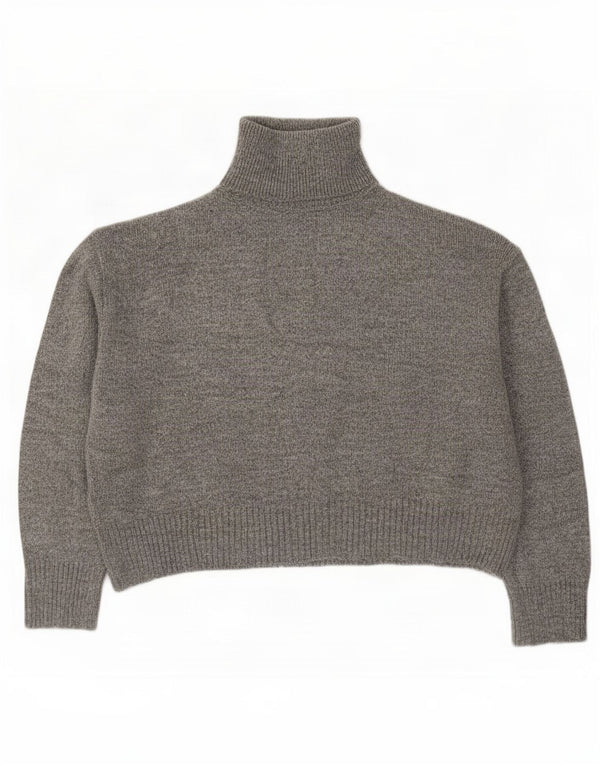 Zara Womens Oversized Roll Neck Jumper Sweater UK 14 Medium Grey Acrylic