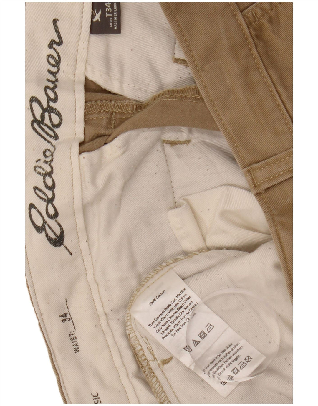 EDDIE BAUER Mens Chino Shorts W34 Large Beige Cotton