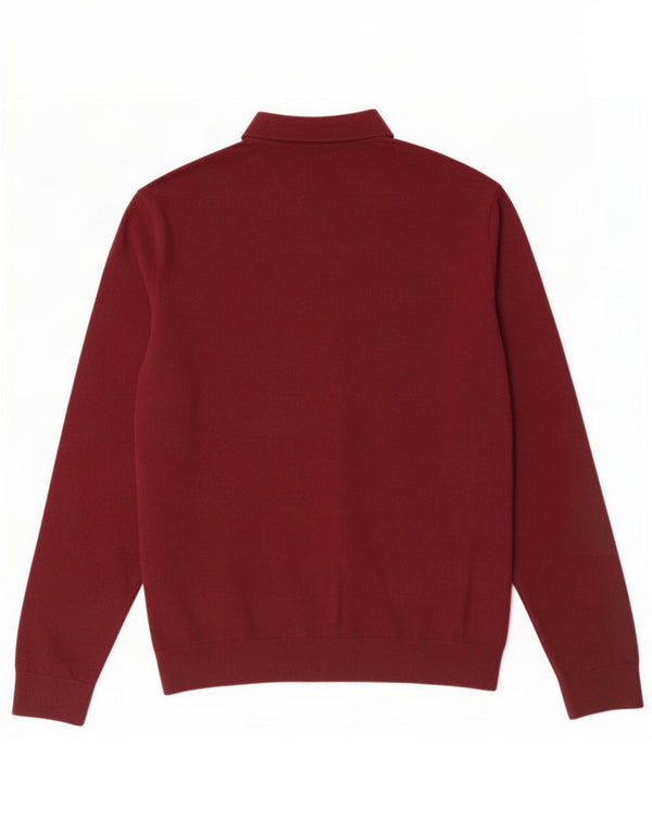 Marks & Spencer Mens Polo Neck Jumper Sweater XL Burgundy Cotton