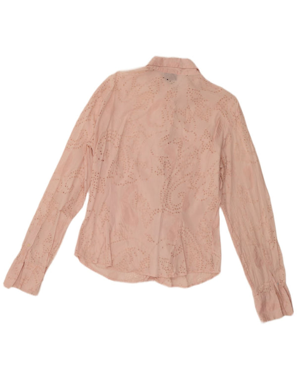 Trussardi Womens See Through Shirt Blouse UK 14 Medium Pink