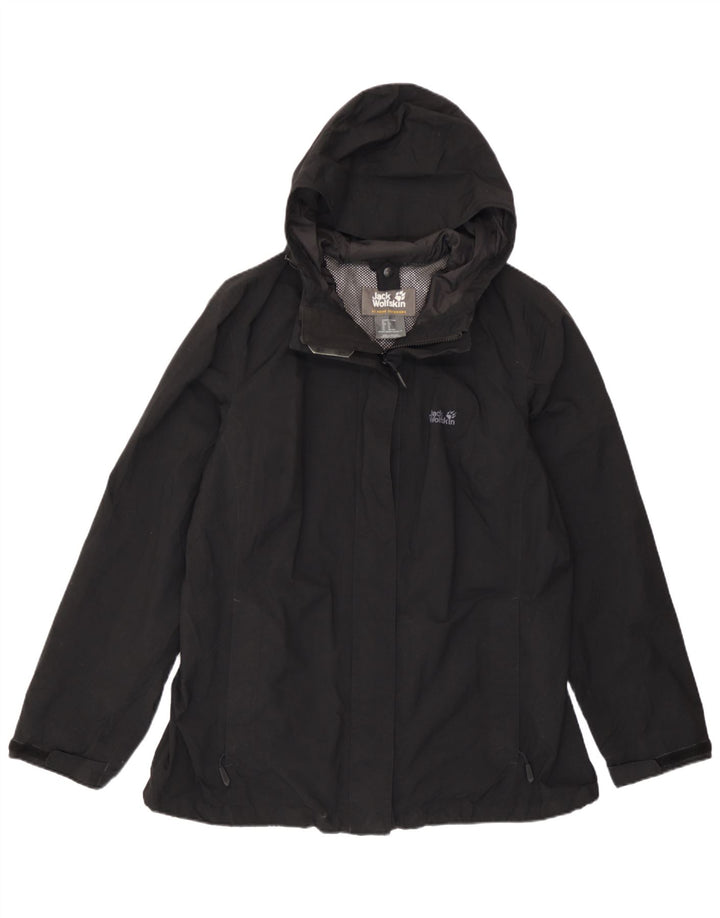Jack Wolfskin Womens Hooded Windbreaker Jacket UK 18 XL Black Polyamide