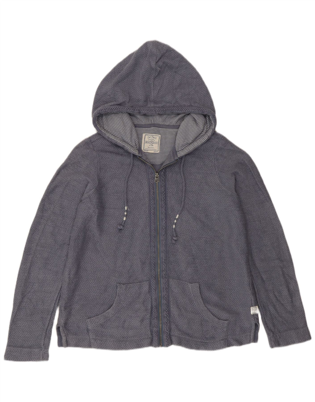 Fat Face Womens Zip Hoodie Sweater UK 14 Medium Blue Cotton