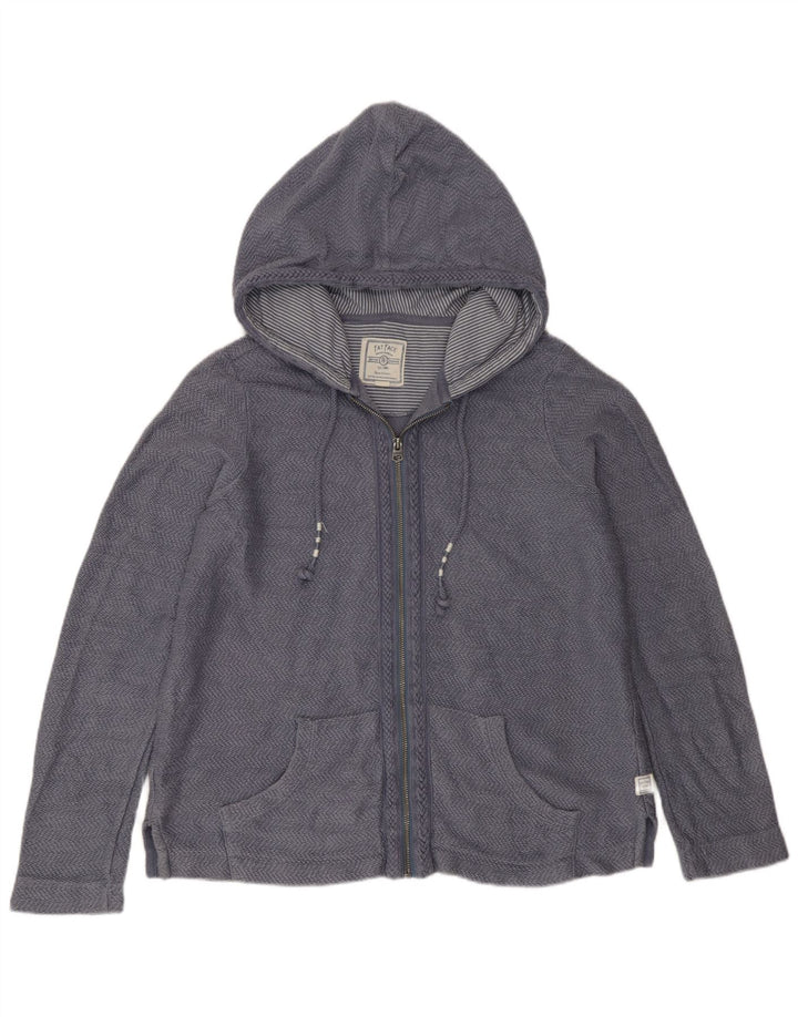 Fat Face Womens Zip Hoodie Sweater UK 14 Medium Blue Cotton