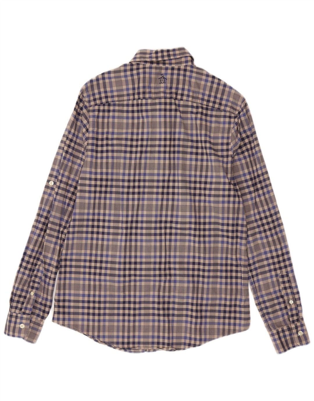 Penguin Mens Shirt Medium Grey Gingham Cotton
