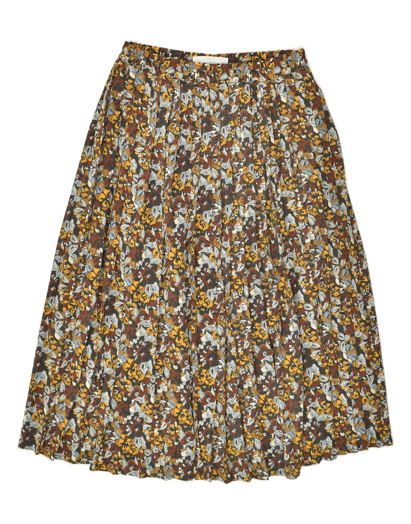 VINTAGE Womens Pleated Gypsy Skirt IT 42 Medium W28 Brown Floral Viscose | Vintage Vintage | Thrift | Second-Hand Vintage | Used Clothing | Messina Hembry 