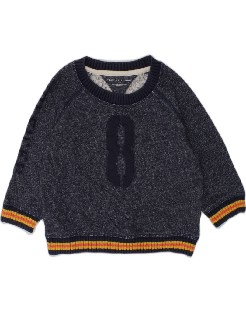 TOMMY HILFIGER Baby Boys Graphic Sweatshirt Jumper 18-24 Months Blue | Vintage Tommy Hilfiger | Thrift | Second-Hand Tommy Hilfiger | Used Clothing | Messina Hembry 