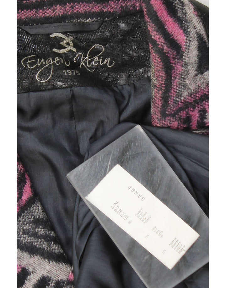 Vintage Womens 3 Button Blazer Jacket UK 18 XL Pink Geometric Polyacrylic