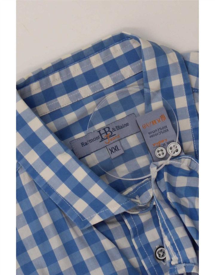 Harmont & Blaine Mens Shirt 2XL Blue Gingham Cotton