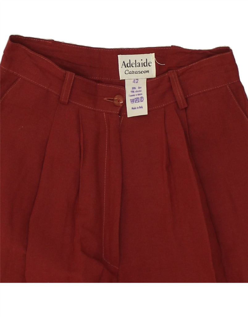 VINTAGE Womens High Waist Wide Leg Chino Shorts IT 42 Medium W26 Maroon Vintage Vintage and Second-Hand Vintage from Messina Hembry 