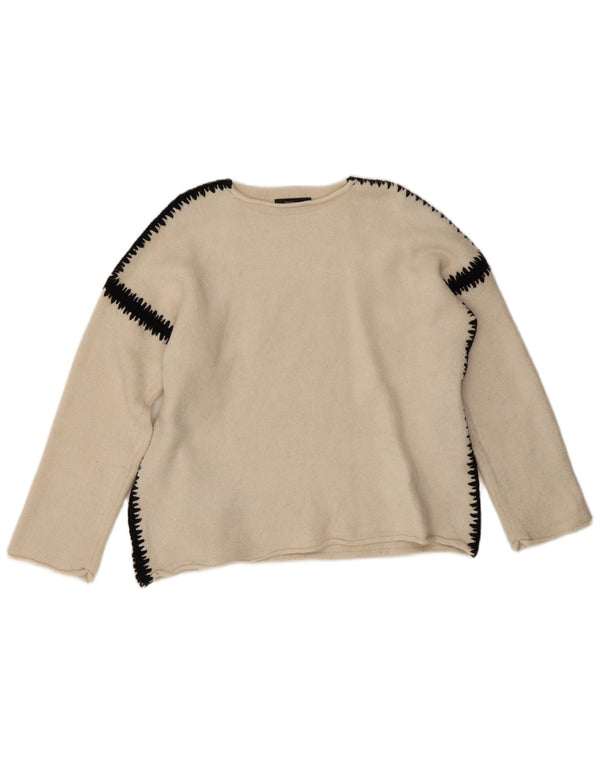 Zara Womens Boat Neck Jumper Sweater UK 14 Medium White Colourblock