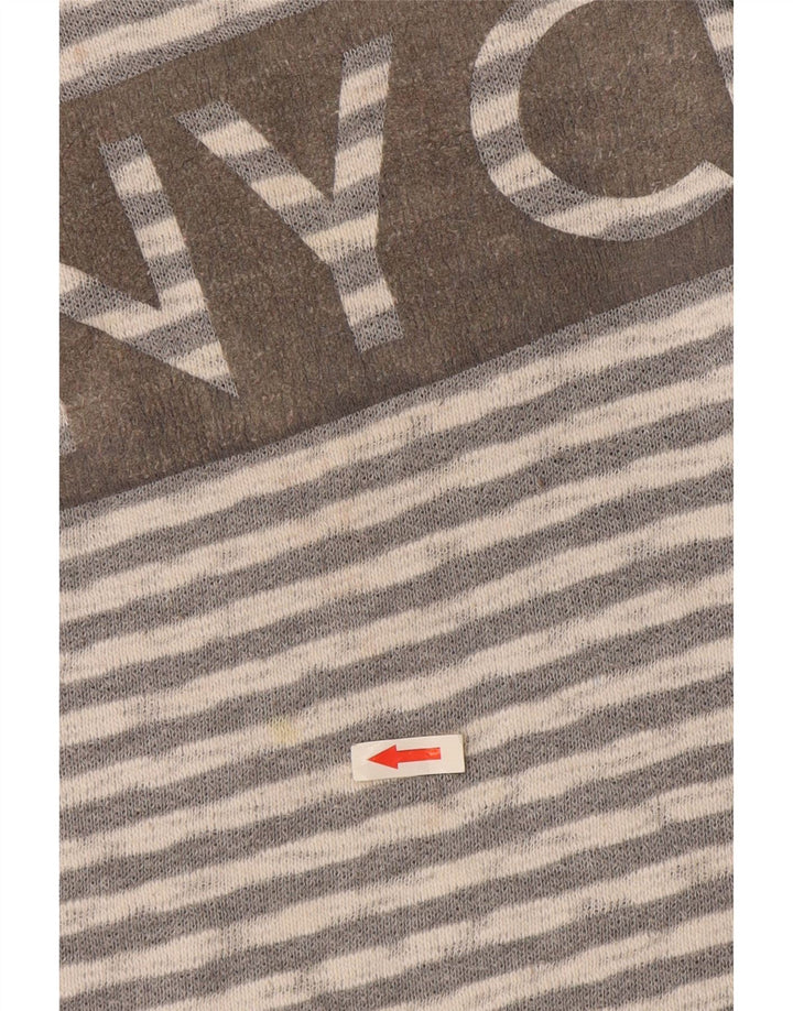 Zara Boys Graphic Top Long Sleeve 9-10 Years Grey Striped Cotton