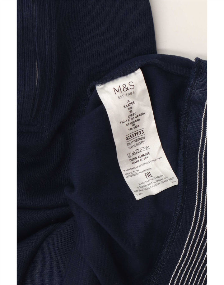 Marks & Spencer Mens Zip Neck Sweatshirt Jumper XL Navy Blue Cotton