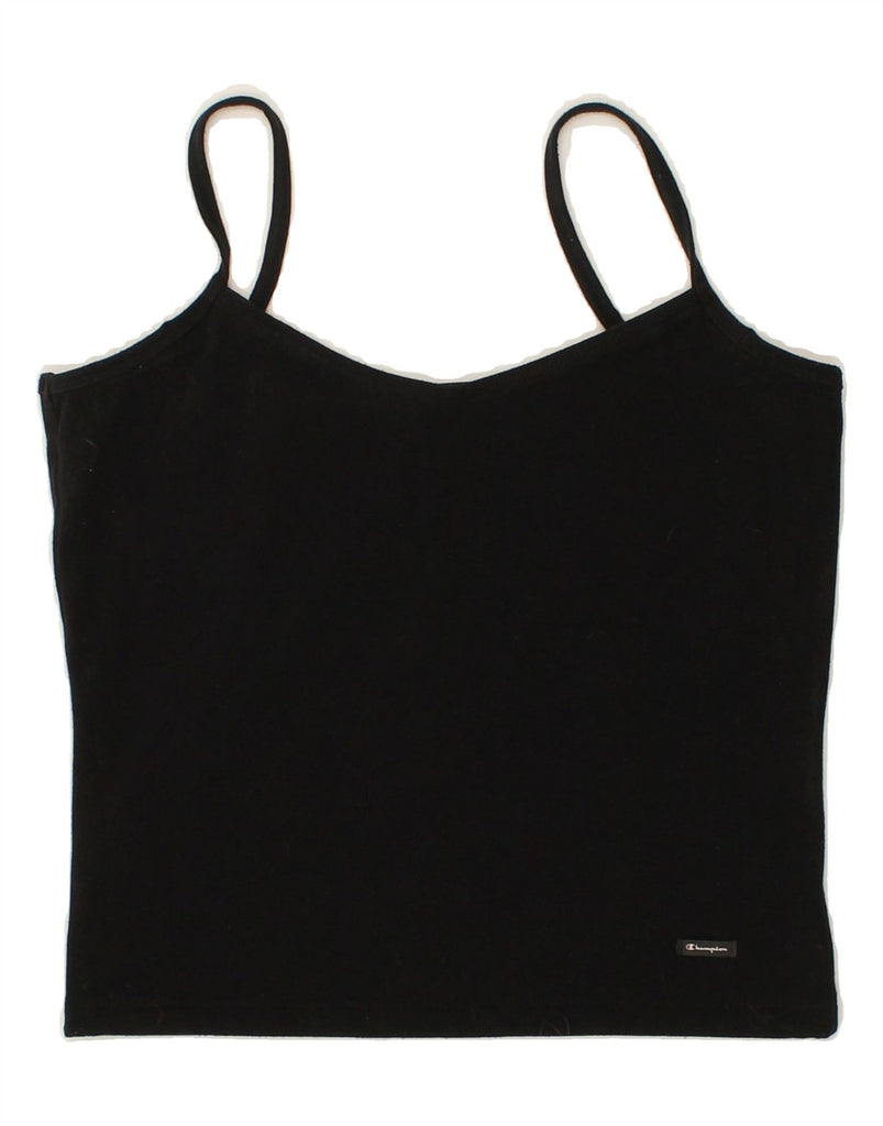 CHAMPION Womens Cami Top UK 14 Large Black Cotton | Vintage Champion | Thrift | Second-Hand Champion | Used Clothing | Messina Hembry 