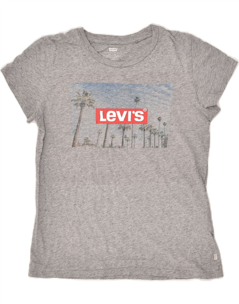 LEVI'S Womens Graphic T-Shirt Top UK 10 Small Grey Cotton | Vintage Levi's | Thrift | Second-Hand Levi's | Used Clothing | Messina Hembry 