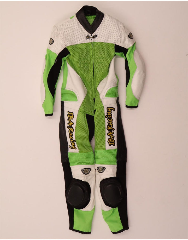 VINTAGE Boys Motorcycle Graphic Jumpsuit 6-7 Years Small Green Colourblock