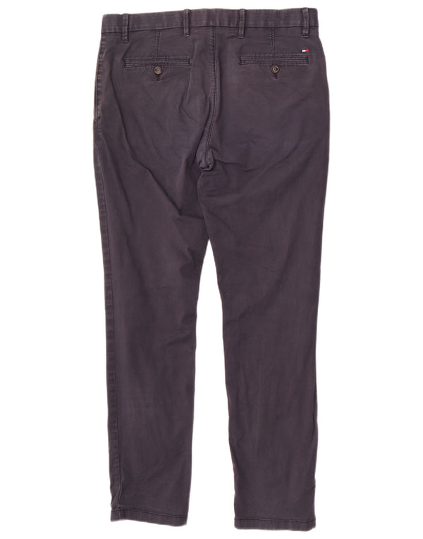 Tommy Hilfiger Mens Slim Chino Trousers W34 L32 Navy Blue Cotton