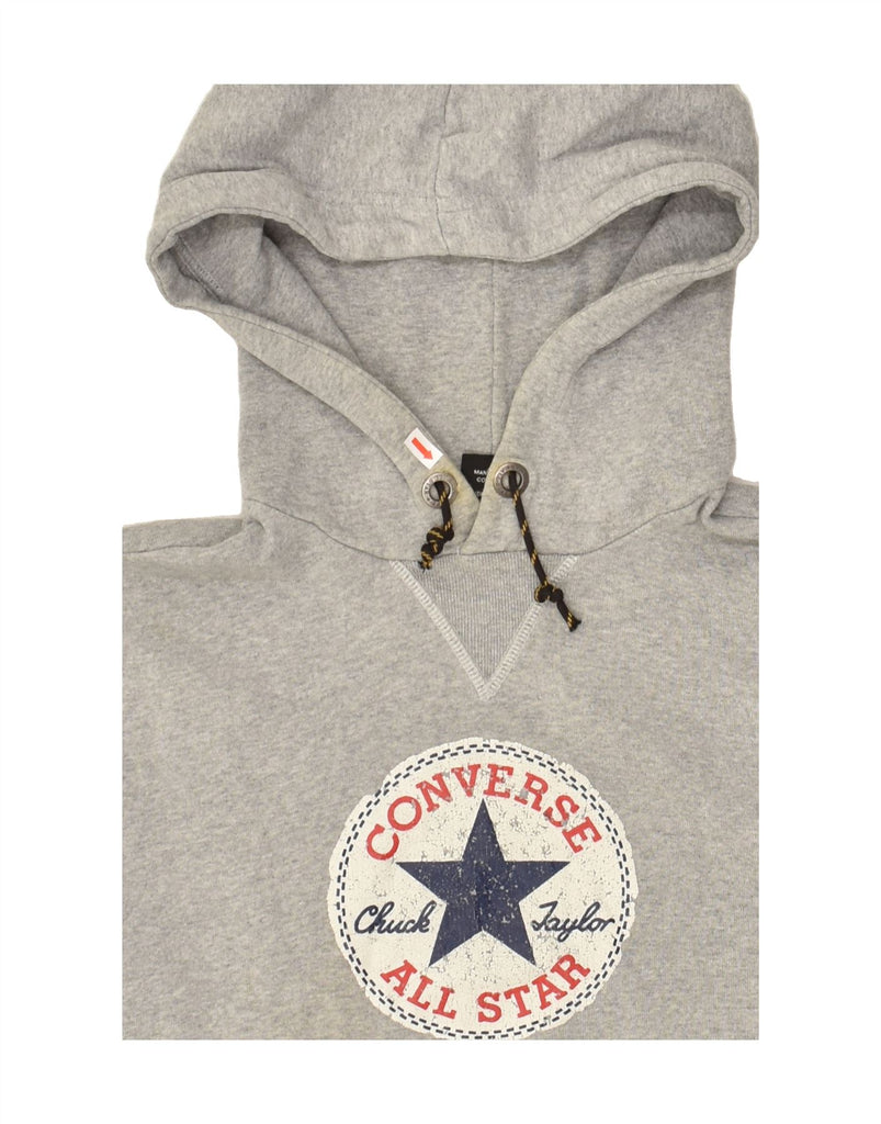 CONVERSE Mens Graphic Hoodie Jumper Medium Grey Cotton | Vintage Converse | Thrift | Second-Hand Converse | Used Clothing | Messina Hembry 