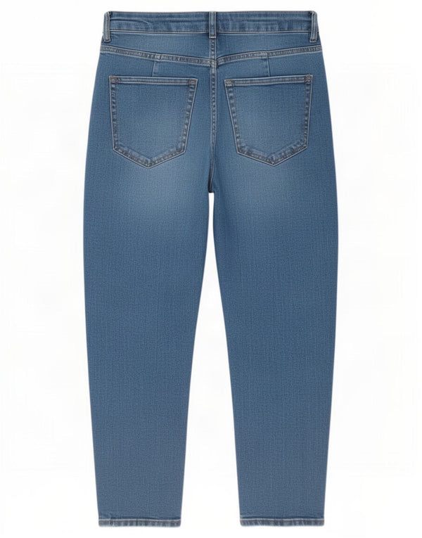 Marks & Spencer Womens Mom Tapered Jeans UK 12 Medium W30 L26 Blue Cotton