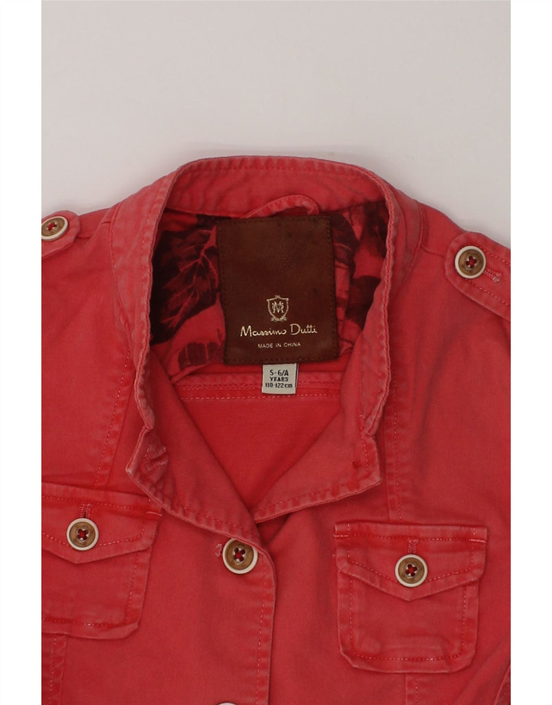 MASSIMO DUTTI Girls Military Denim Jacket 5-6 Years Red Cotton | Vintage Massimo Dutti | Thrift | Second-Hand Massimo Dutti | Used Clothing | Messina Hembry 