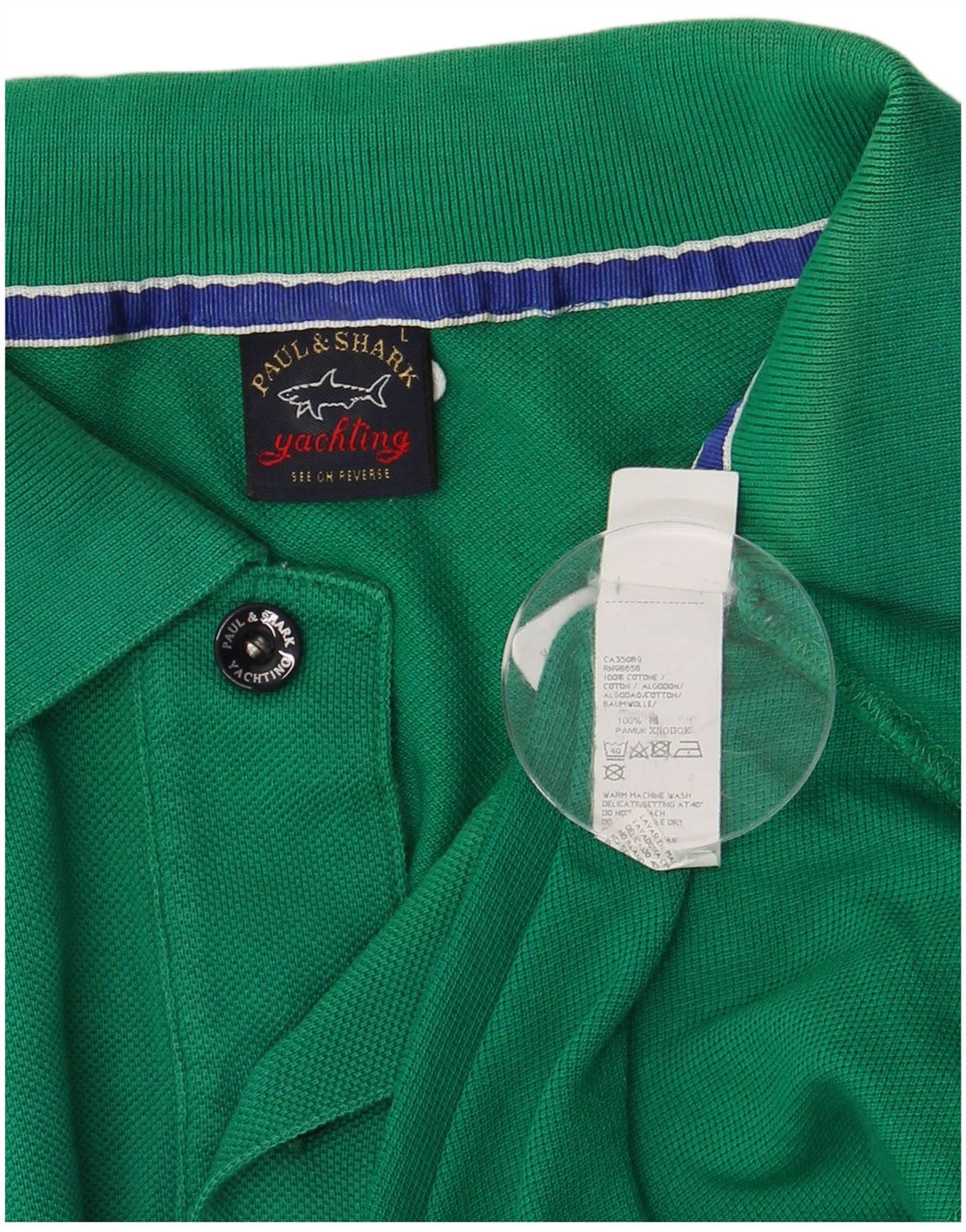 Paul & Shark Mens Polo Shirt Large Green Cotton