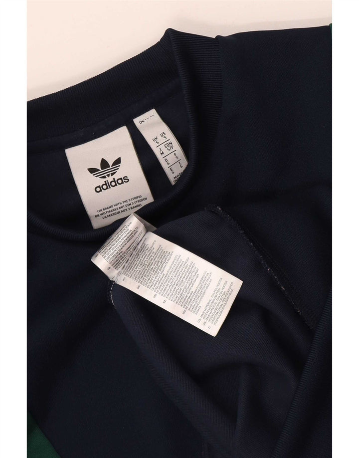 Adidas Mens Graphic Sweatshirt Jumper Small Navy Blue Colourblock Polyester