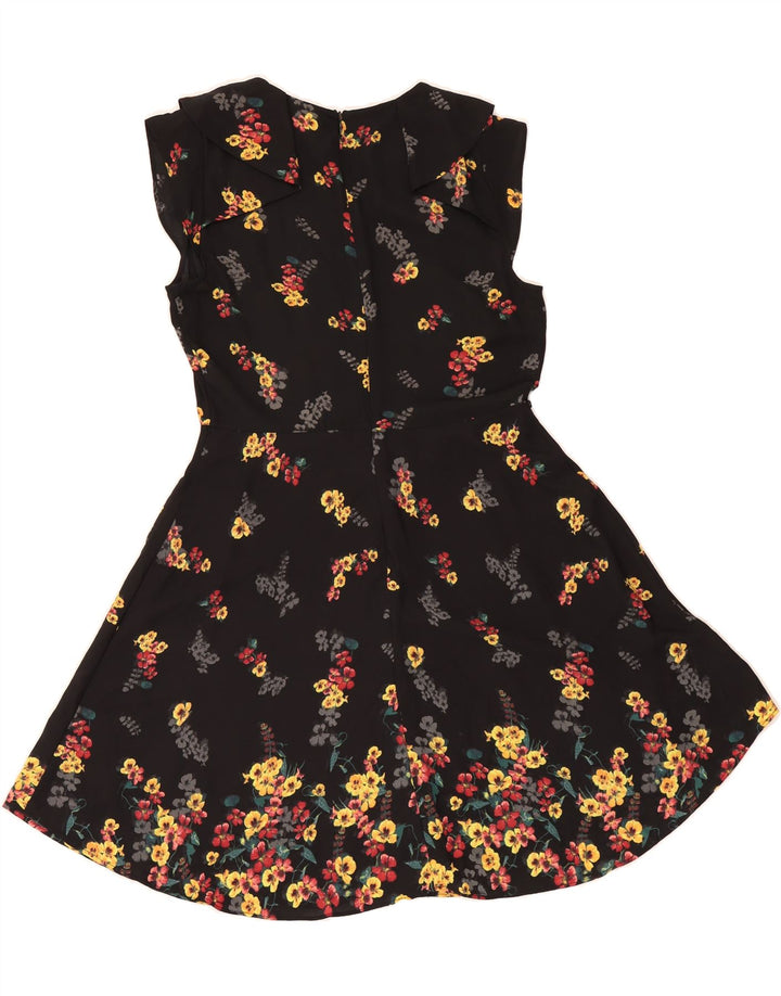 OASIS Womens Sleeveless A-Line Dress UK 12 Medium Black Floral Polyester Vintage Oasis and Second-Hand Oasis from Messina Hembry 