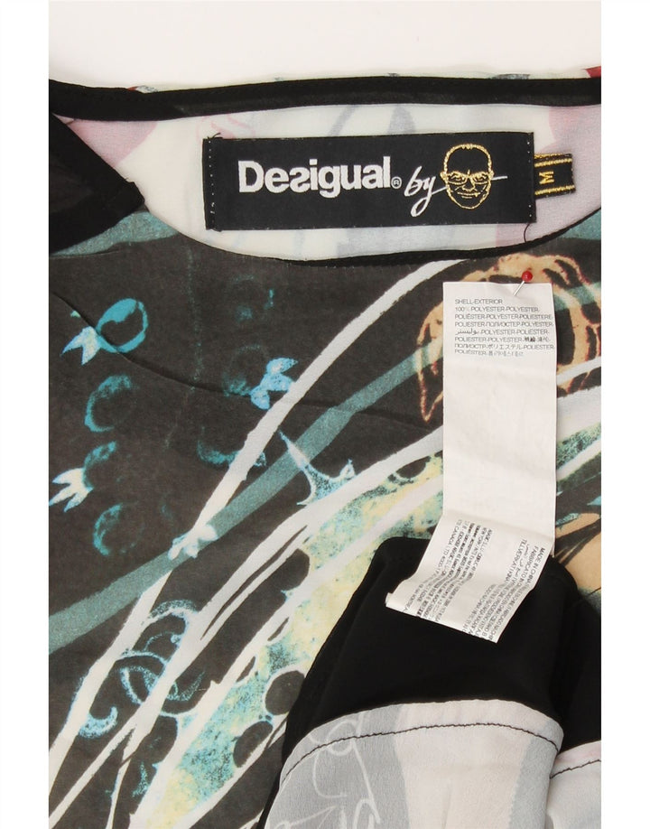 Desigual Womens See Through Graphic T-Shirt Top UK 14 Medium Multicoloured