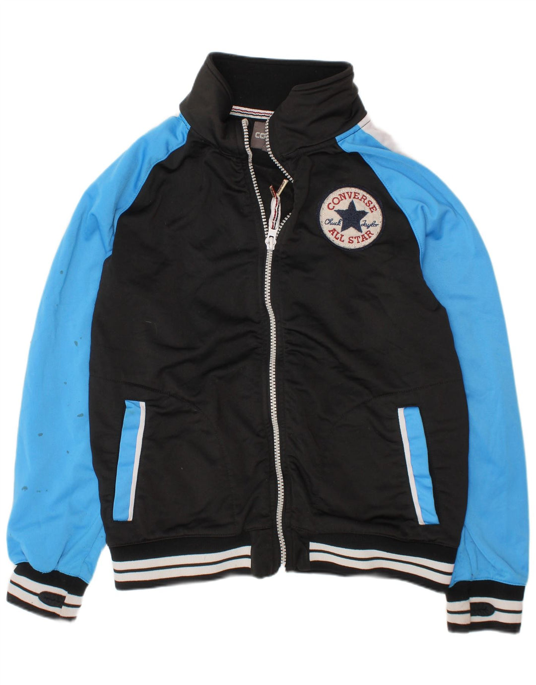 CONVERSE Boys Tracksuit Top Jacket 10-11 Years Medium Black Colourblock