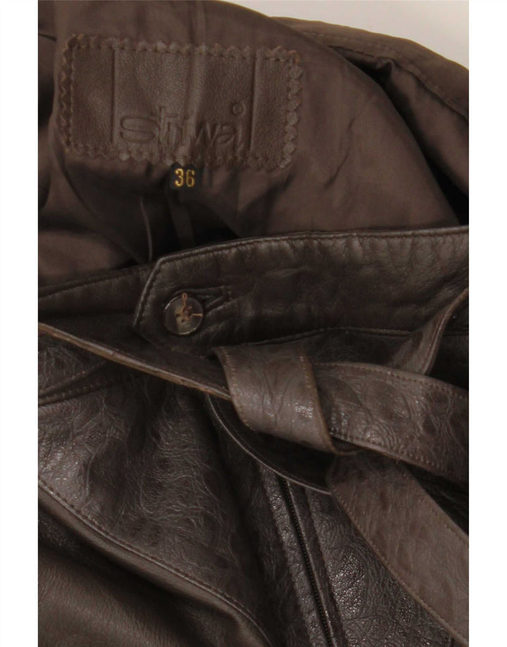 Striwa Womens Leather Skirt EU 36 Small W26 Brown