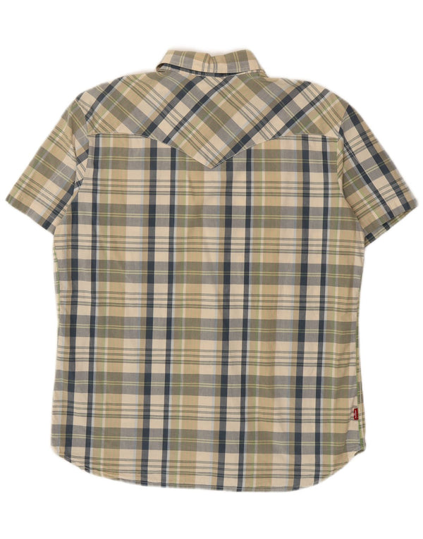 Levi's Mens Short Sleeve Shirt Large Green Check Cotton