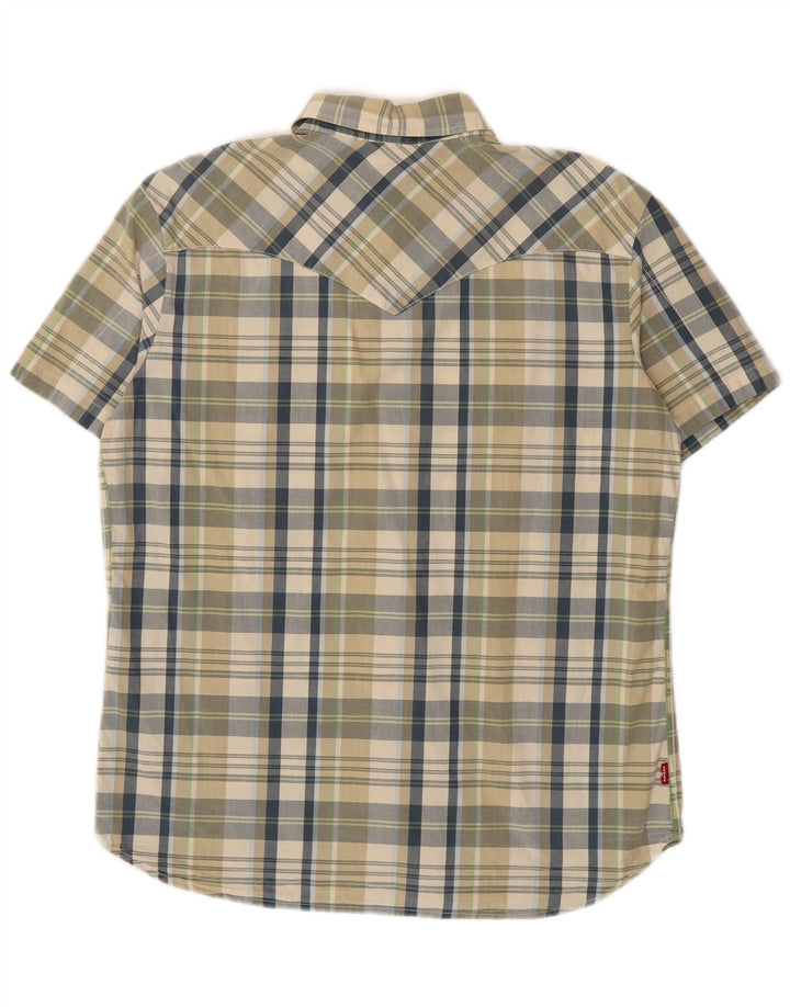 Levi's Mens Short Sleeve Shirt Large Green Check Cotton