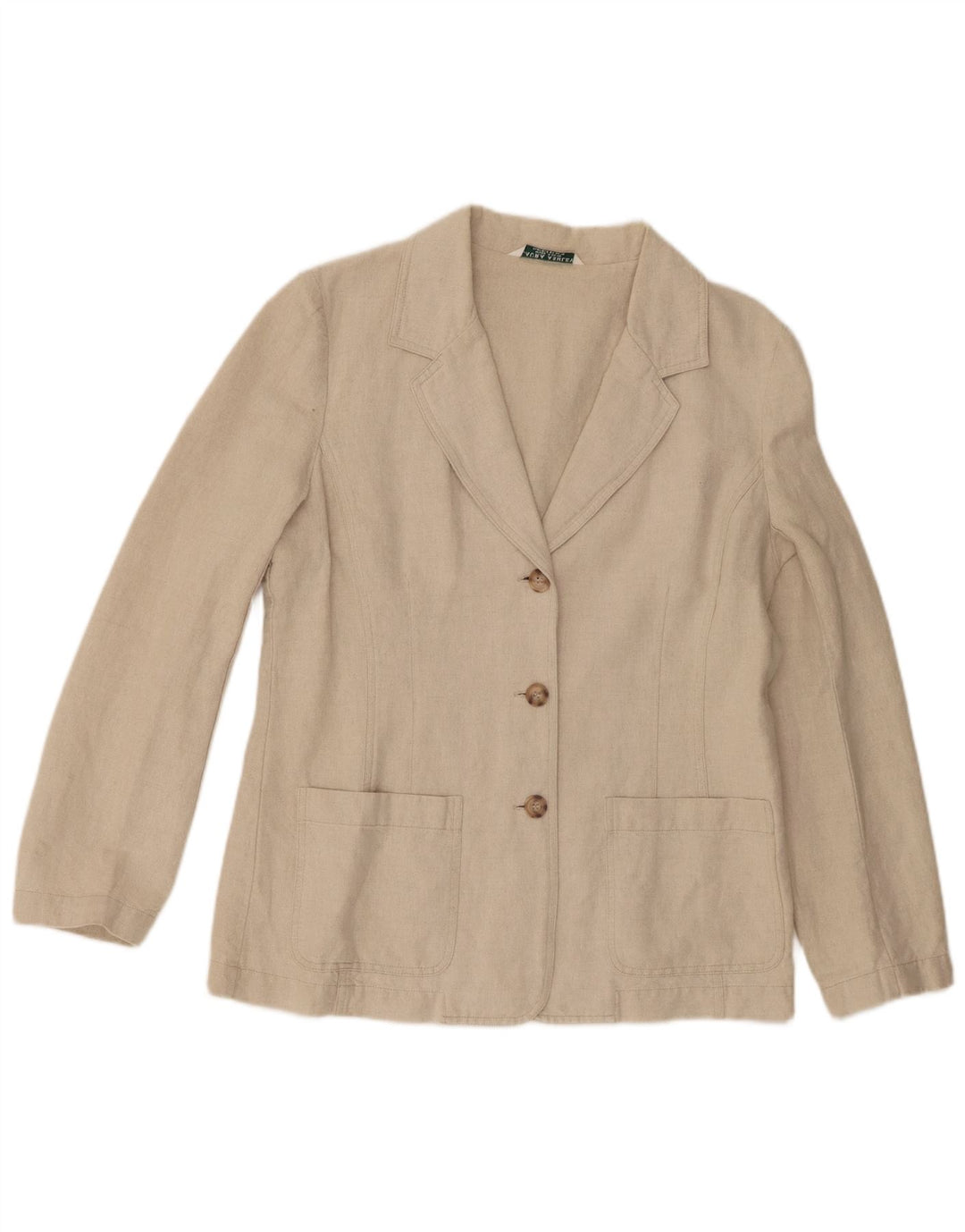 Laura Ashley Womens 3 Button Blazer Jacket UK 14 Large  Beige Linen