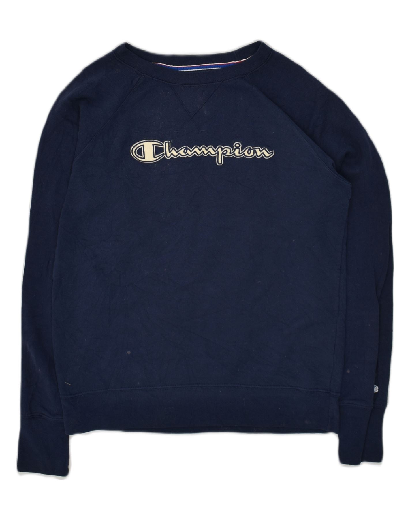 CHAMPION Womens Graphic Sweatshirt Jumper UK Small Navy Blue