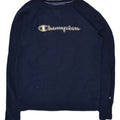 CHAMPION Womens Graphic Sweatshirt Jumper UK 8 Small Navy Blue Polyester | Vintage Champion | Thrift | Second-Hand Champion | Used Clothing | Messina Hembry 