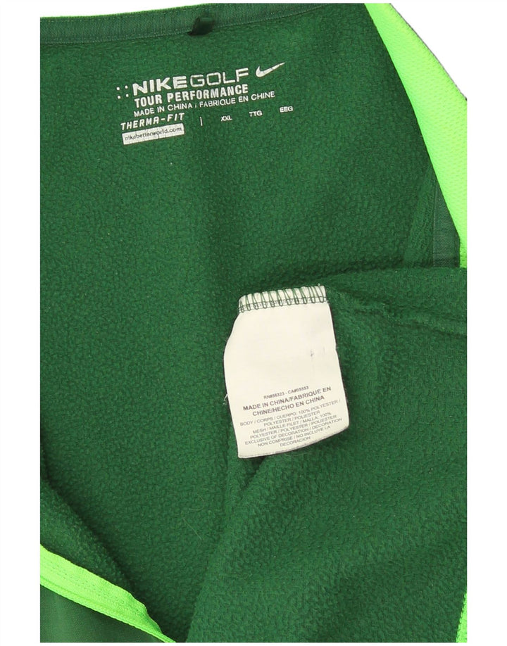 Nike Mens Therma-Fit Zip Neck Pullover Tracksuit Top 2XL Green Polyester