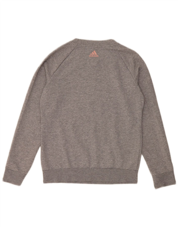 Adidas Womens Graphic Oversized Sweatshirt Jumper UK 10 Small Grey Cotton