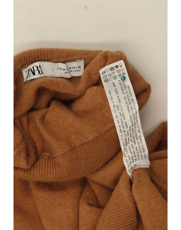 Zara Womens Roll Neck Jumper Sweater UK 12 Medium Brown Wool