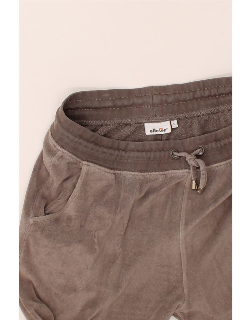 ELLESSE Womens Velour Tracksuit Trousers UK 14 Large  Brown Cotton Vintage Ellesse and Second-Hand Ellesse from Messina Hembry 