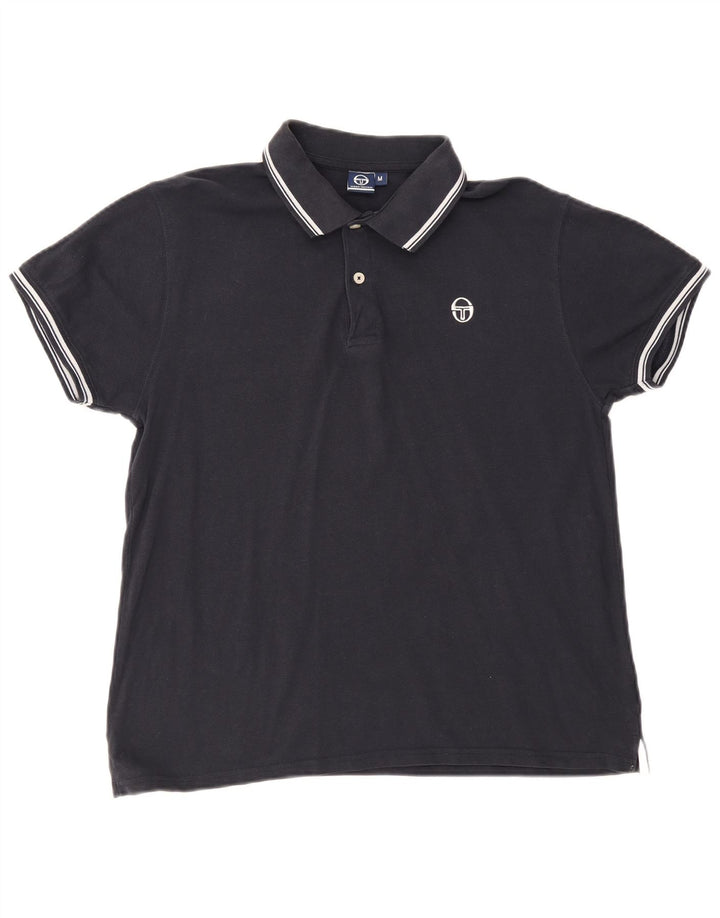 Sergio Tacchini Mens Polo Shirt Medium Navy Blue Cotton