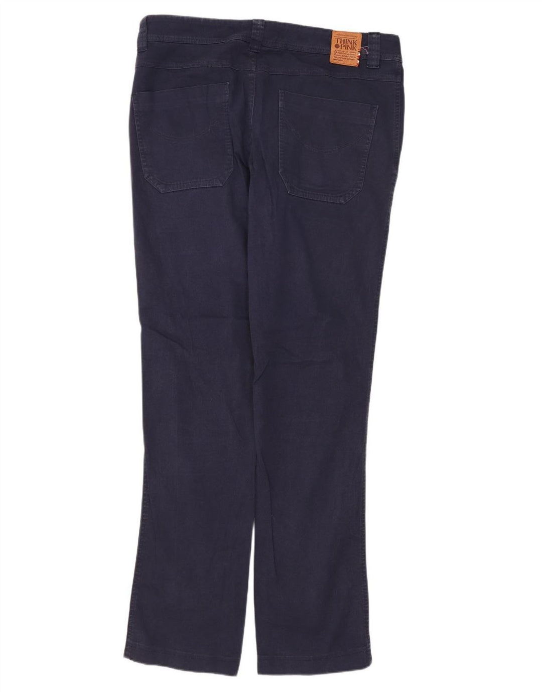 THINK PINK Mens Straight Chino Trousers Large W34 L33 Navy Blue Cotton